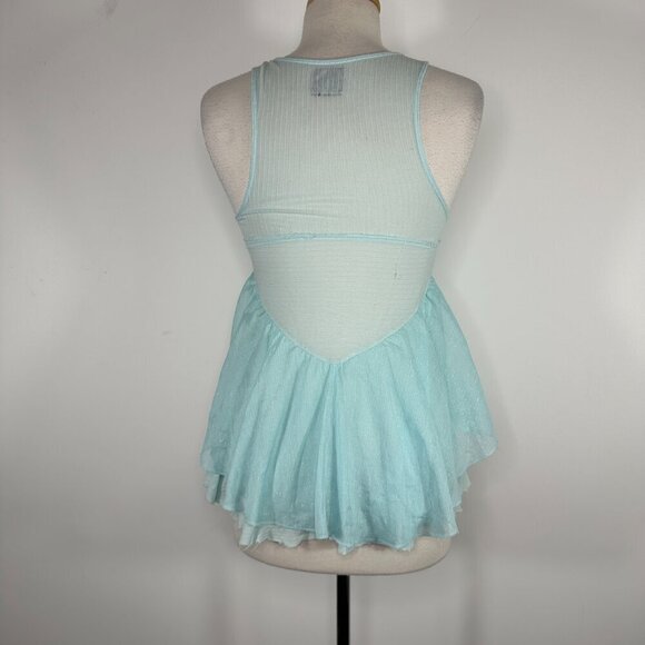 Vintage Free People Front Hooks Closure Blue Tank Top Smock Vest Y2K, Fairy, Got - Picture 3 of 12